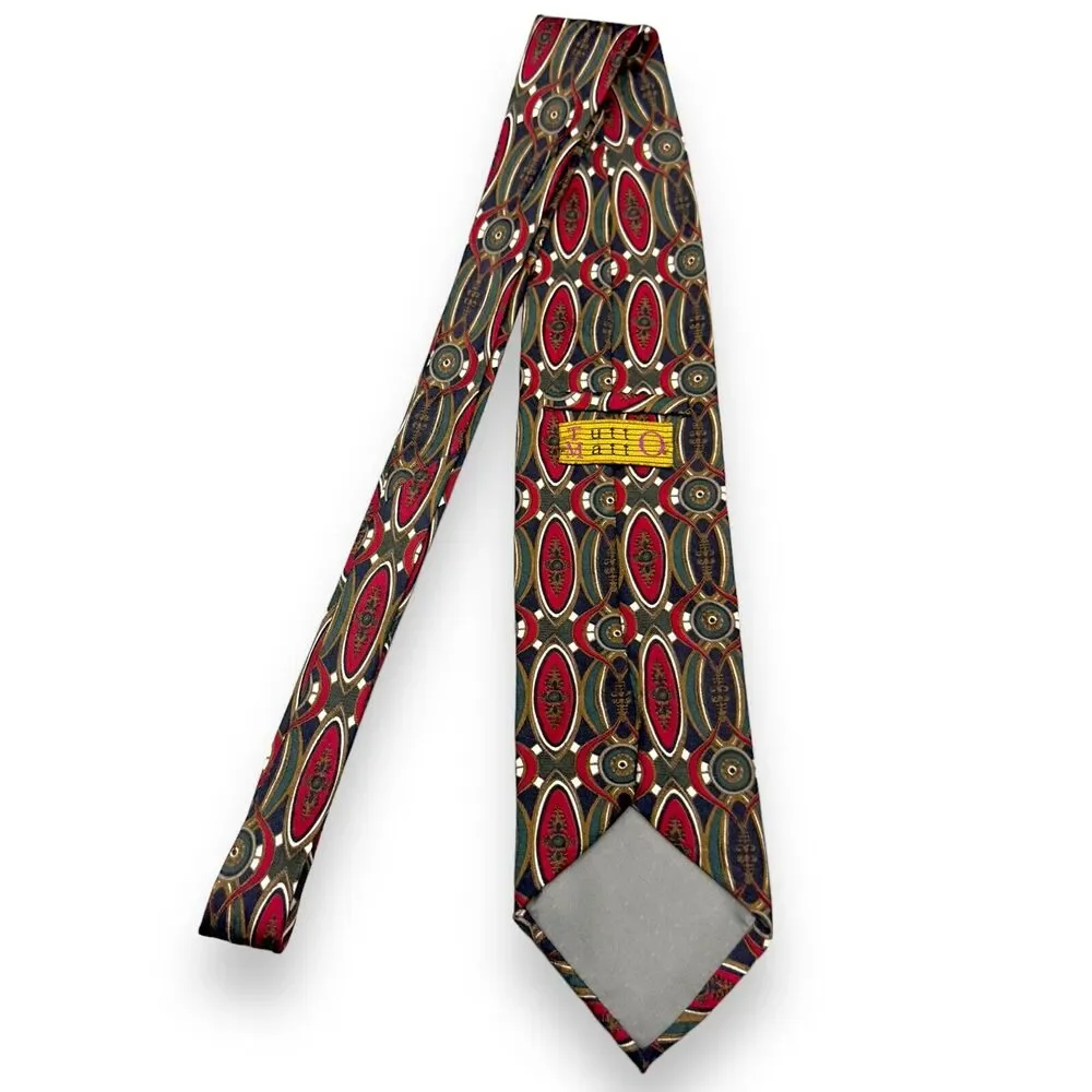 Tutto Matto Mens‎ Silk Dress Tie Made in Italy Oval Geometric Pattern 56 3.75
